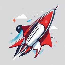 Rocket with a flag on top clipart.  vector style illustration, white background