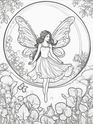 Fairy in a Bubble Coloring Pages - Fairy Floating Inside a Magical Bubble  minimal black outline printable sheet, coloring page