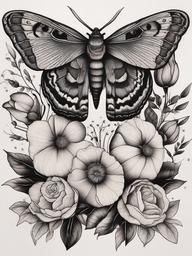 moth and flower tattoo  