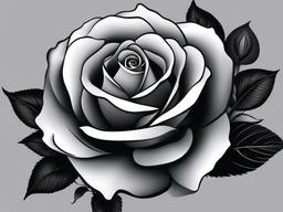 Black and Gray Rose Tattoo-Capture of subtle shades with a black and gray rose tattoo, expressing a sophisticated and muted charm.  simple vector color tattoo