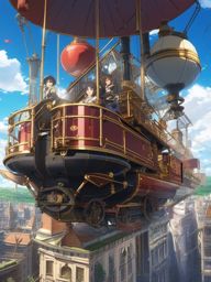 Steam-powered city with ingenious contraptions. anime, wallpaper, background, anime key visual, japanese manga