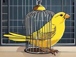 Canary Cartoon - Cartoon of canary in a birdcage  