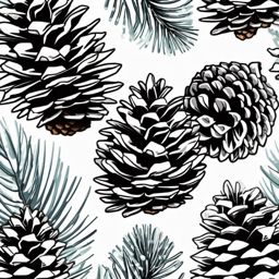 Icy Pinecones Sticker - Admire the beauty of icy pinecones in winter, , sticker vector art, minimalist design