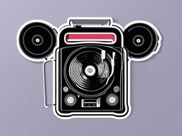 Vinyl record player and headphones sticker- Musical immersion, , sticker vector art, minimalist design