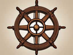 Old Ship Wheel Clipart - Wooden ship wheel aboard an ancient vessel.  color clipart, minimalist, vector art, 