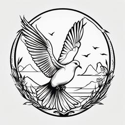 Dove Bird Tattoo Designs - Dove in peaceful setting  minimalist tattoo design, white background