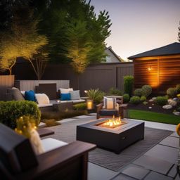 Contemporary Backyard Escape - Contemporary backyard escape with clean landscaping and modern furniture. realistic, professional photography, bokeh, natural lighting, canon lens, shot on dslr 64 megapixels sharp focus