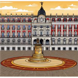 Madrid clipart - Royal Palace of Madrid and Plaza Mayor,  color clipart, vector art