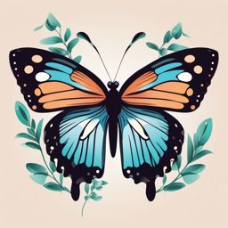 Springtime Butterfly Encounter clipart - Encountering a beautiful butterfly, ,vector color clipart,minimal