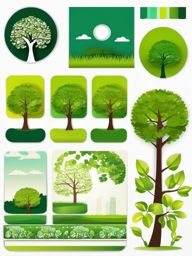 Tree in Clipart,Designing an eco-friendly banner  simple, 2d flat