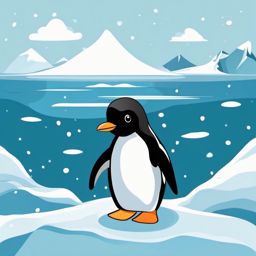 Cute Penguin in the Icy Arctic  clipart, simple