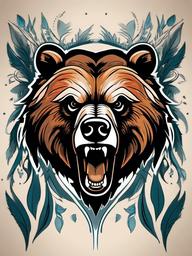 angry grizzly bear tattoo  simple vector color tattoo