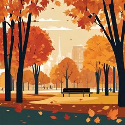 Fall in the Park clipart - Autumn day in the park, ,vector color clipart,minimal