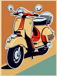 Retro Vespa Scooter Sticker - Classic Italian ride, ,vector color sticker art,minimal