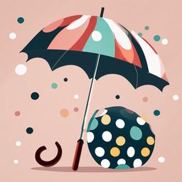 Umbrella clipart - umbrella with a fun polka dot pattern  color,minimalist,vector clipart