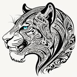 Panther Tattoo Tribal-Intricate and tribal-inspired representation of a panther in tattoo art.  simple color tattoo,white background
