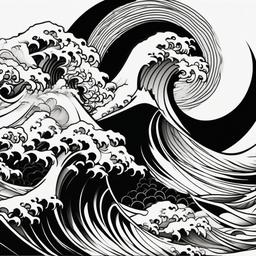 Black Japanese Wave Tattoo - Blends Japanese art with a bold black design, symbolizing strength and resilience.  simple tattoo design