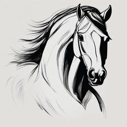 drawing of Arabian horse  minimal rough sketch scribbles,doodles,black and white