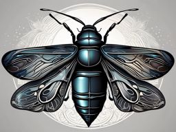 Abstract cicada and moonlit night design: Nocturnal enchantment embodied in ink.  simple color tattoo style