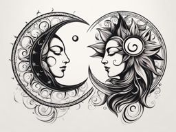 sun and moon tattoo concepts, symbolizing balance and the cyclical nature of life. 