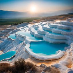 pamukkale, turkey - bathes in terraced hot springs formed from mineral-rich thermal waters. 