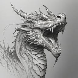 pencil sketch of dragon  minimal rough sketch scribbles,doodles,black and white