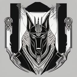 Black Anubis Tattoo-Bold and dynamic tattoo featuring Anubis in black ink, capturing the mystique and symbolism of this ancient Egyptian deity.  simple color vector tattoo