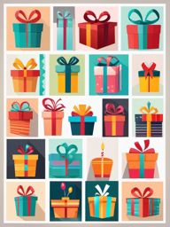 Birthday Gifts clipart - A stack of birthday gifts and surprises, ,vector color clipart,minimal