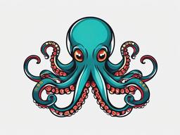 Cartoon Octopus Tattoos - Add a touch of playfulness to your ink with cartoon-style octopus tattoo designs.  simple vector color tattoo,minimal,white background