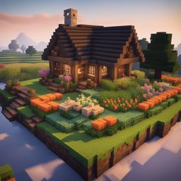 cozy cottage nestled in a flower-filled meadow - minecraft house ideas minecraft block style