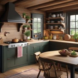 Cozy Cottage Kitchen - Bring the cozy charm of a cottage into your kitchen. , kitchen layout design ideas, multicoloured, photo realistic, hyper detail, high resolution,