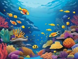 The Great Barrier Reef clipart - World's largest coral reef system in Australia, ,color clipart vector style