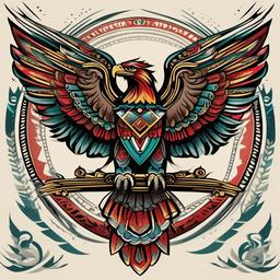 aztec mexican eagle tattoo  simple vector color tattoo