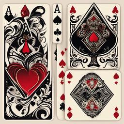 ace of spades and queen of hearts tattoo  simple vector color tattoo