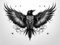crow tattoo black and white design 