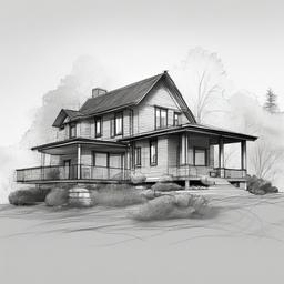 simple sketch of house  minimal rough sketch scribbles,doodles,black and white