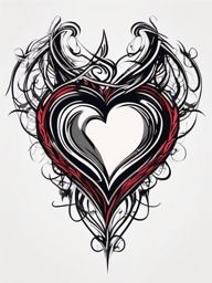 Anarchy heart tattoo. Love in chaos.  color tattoo minimalist white background