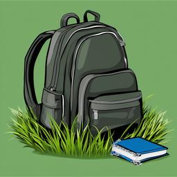 Backpack clipart - backpack resting on grass  clipart