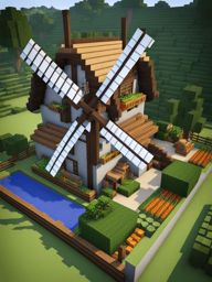 rustic farmhouse with a windmill and vegetable garden - minecraft house design ideas minecraft block style