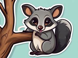 Possum cartoon - nocturnal, tree-dwelling animal  cartoon sticker style