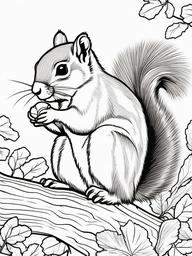 Squirrel with Acorns Coloring Pages - Cute Squirrel Collecting Nuts  minimal black outline printable sheet, coloring page