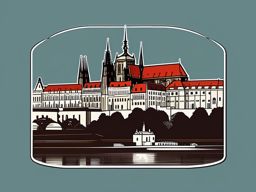 Prague Castle sticker- Largest ancient castle in the world overlooking Prague, , sticker vector art, minimalist design