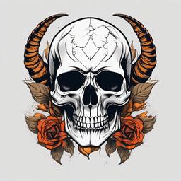 Skull and Scorpion Tattoo - Embrace edgy and dark aesthetics with a tattoo featuring both a skull and a scorpion design.  simple vector color tattoo,minimal,white background