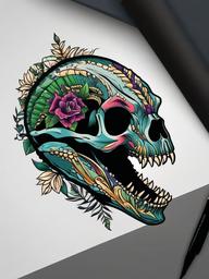 dinosaur skull tattoo  simple vector color tattoo