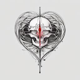 Death Heartbeat Tattoo - Symbolize the transient nature of life with a tattoo that captures the rhythmic heartbeat and the concept of death.  simple vector color tattoo,minimal,white background
