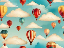 Sky Background - Colorful Hot Air Balloons in the Sky  wallpaper style, intricate details, patterns, splash art, light colors