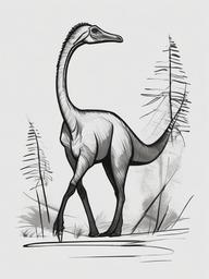 drawing of a Gallimimus dinosaur  minimal rough sketch scribbles,doodles,black and white