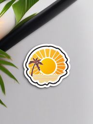 Palm Tree and Sun Emoji Sticker - Tropical paradise vibes, , sticker vector art, minimalist design