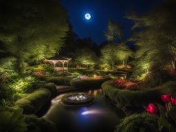 wander through the mystical moon garden, a garden that only blooms under the light of the moon. 