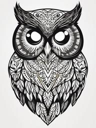 Cute Owl Tattoo Ideas - Explore adorable and creative ideas for cute owl-themed tattoos.  simple color tattoo,vector style,white background